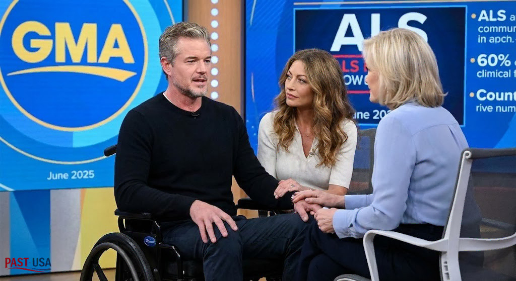 Eric Dane, supported by his wife Rebecca Gayheart, bravely discusses his ALS diagnosis with Diane Sawyer on Good Morning America in June 2025.