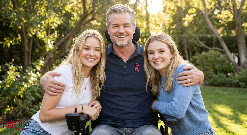 A heartwarming photograph of Eric Dane with his two beloved daughters, Billie and Georgia, who were his greatest source of strength and joy.
