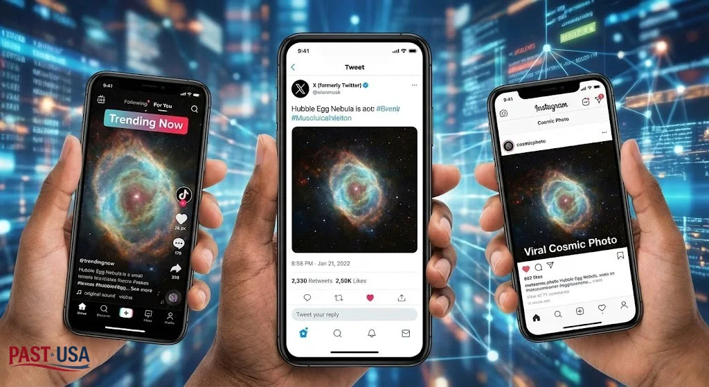 The Hubble Egg Nebula image has gone viral across social media platforms like TikTok, X, and Instagram, capturing the public's imagination.