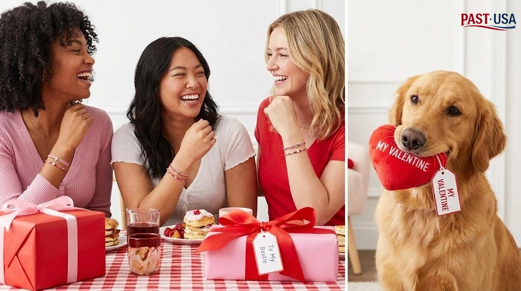 Valentines Day has expanded beyond romance to celebrate platonic love, with record spending on "Galentine's" gifts for friends and presents for beloved pets.