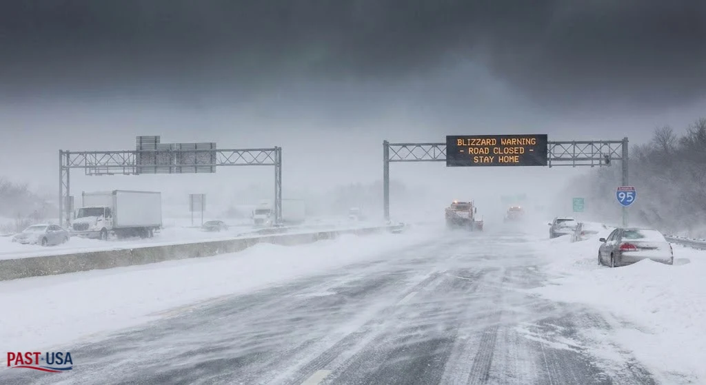 A desolate scene on Interstate 95 during the height of the blizzard.