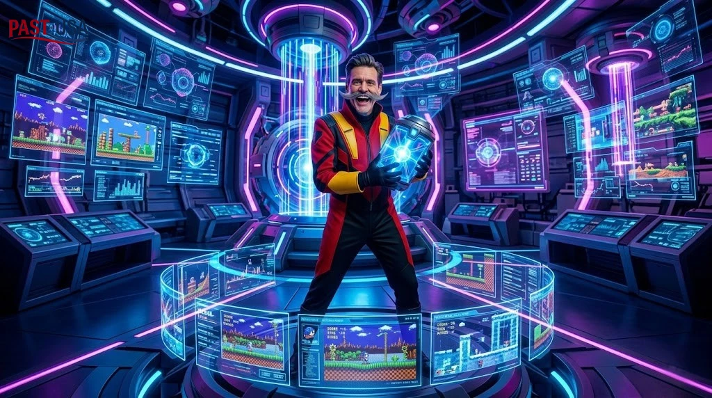 im Carrey (2026 version) embodying Dr. Robotnik with manic energy